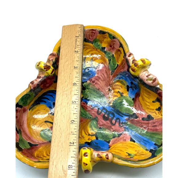 Vintage Italian Majolica Jardiniere Figural Handles Red Clay signed Italy 1509 - Picture 8 of 10